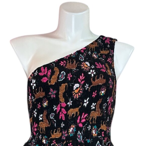 TORRID Midi Challis One-Shoulder Dress Size 4x Leopard Floral Print Stretch - Picture 2 of 16